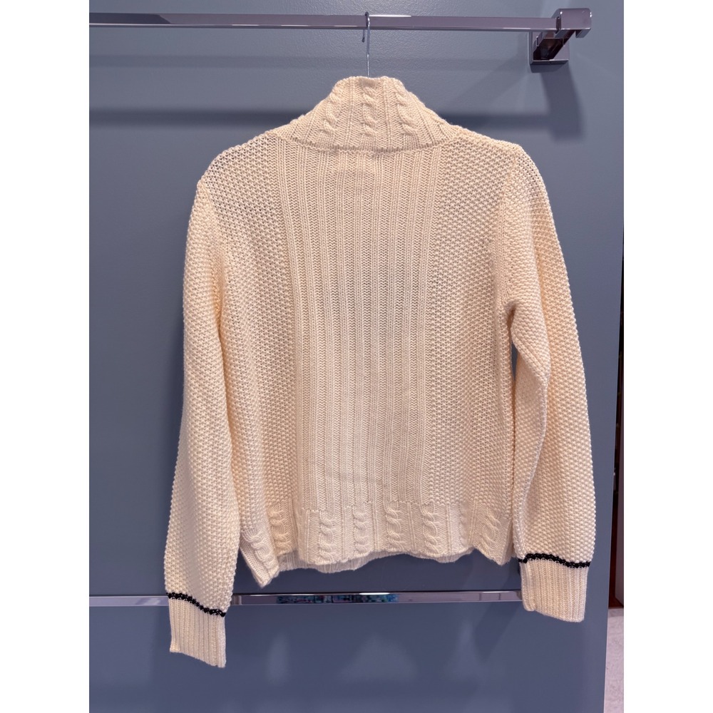 The Reeds J.Crew Women Cream Wool Blend Mock Neck Diamond Knit Sweater Large - Picture 5 of 10